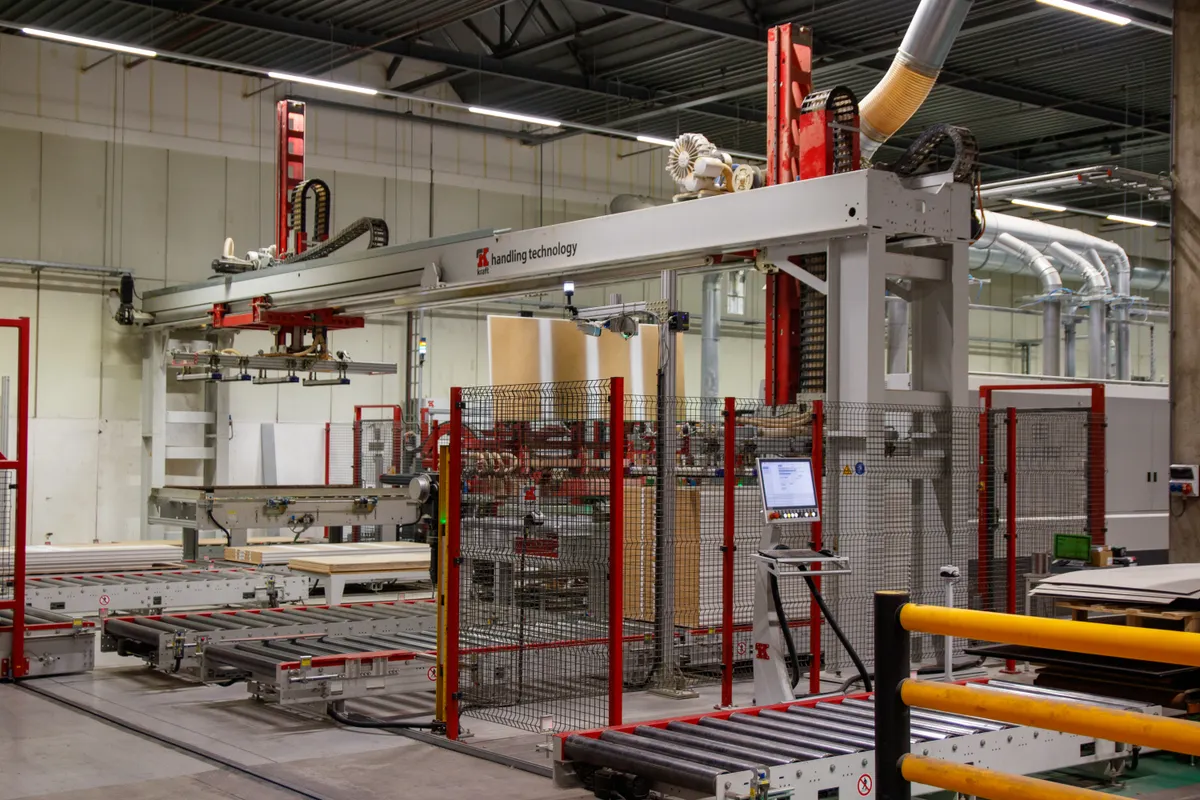 Automated machinery and conveyor systems on a factory floor